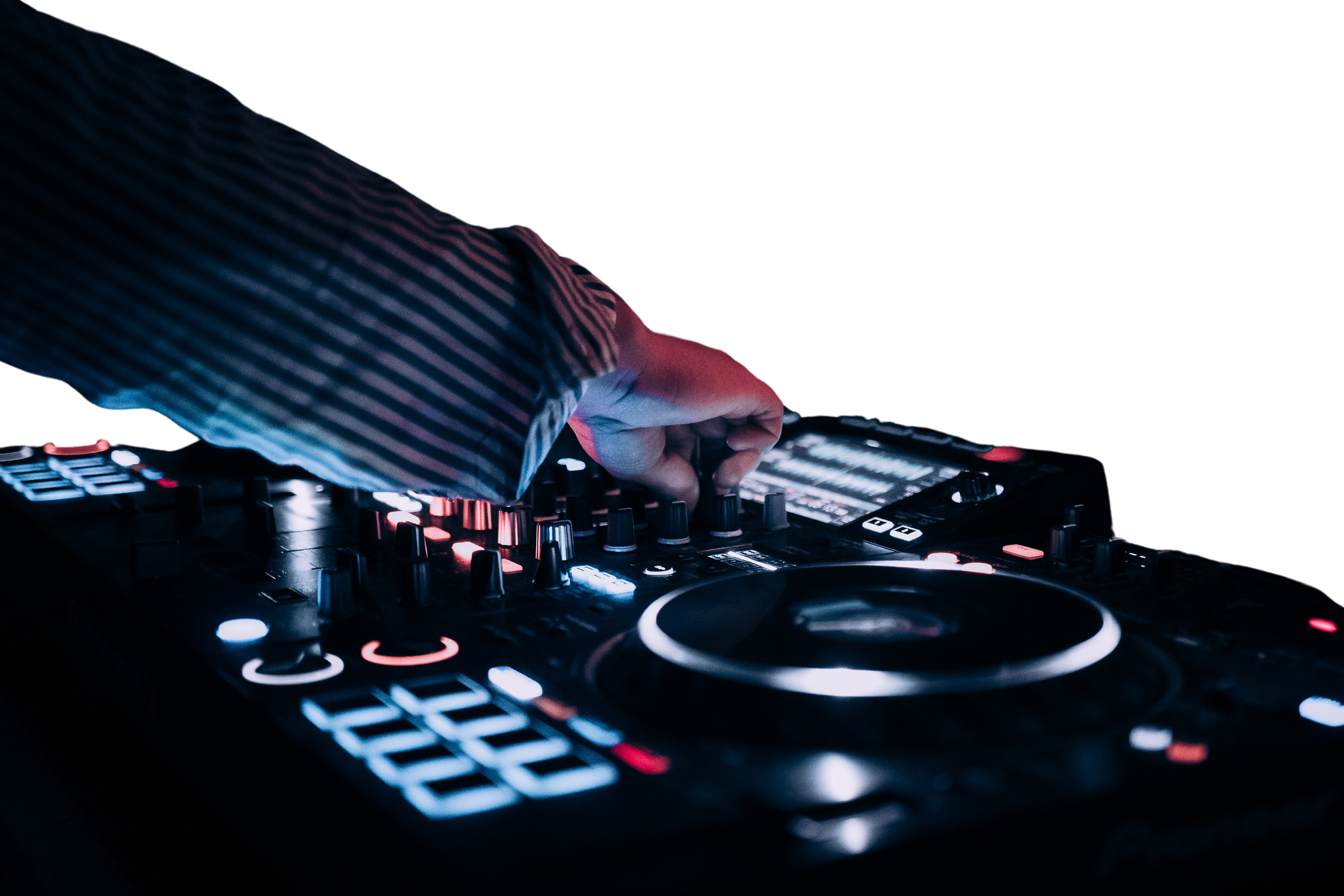 Close-up of DJ Mixing Music on a Console 